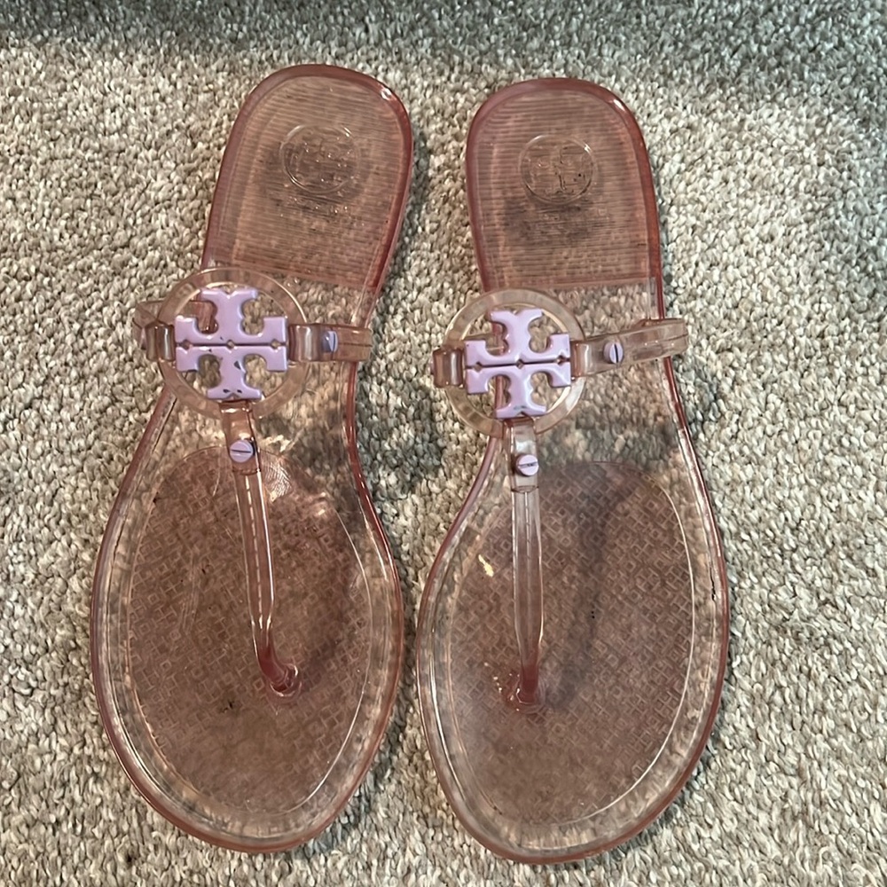 Lavender & Clear Tory Burch Flip Flops